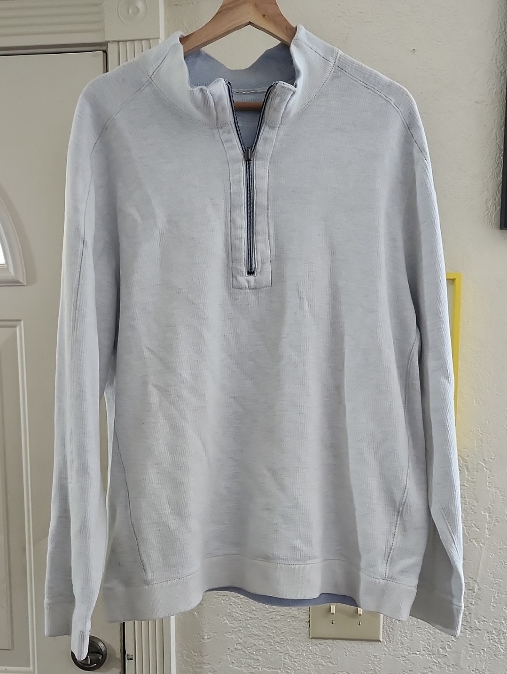 Tommy Bahama Reversible Half Zip Pullover Sweater Grey Heather Comfort Knit